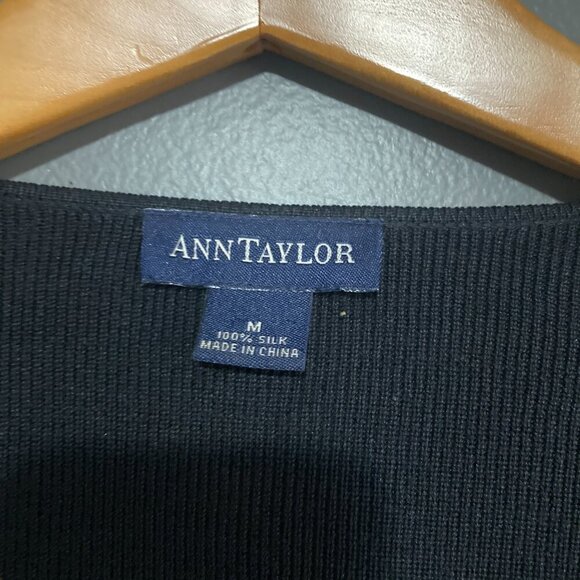 Ann Taylor Women Open Cardigan Size S Black 100% Silk Formal Sequin Detail - Picture 4 of 5